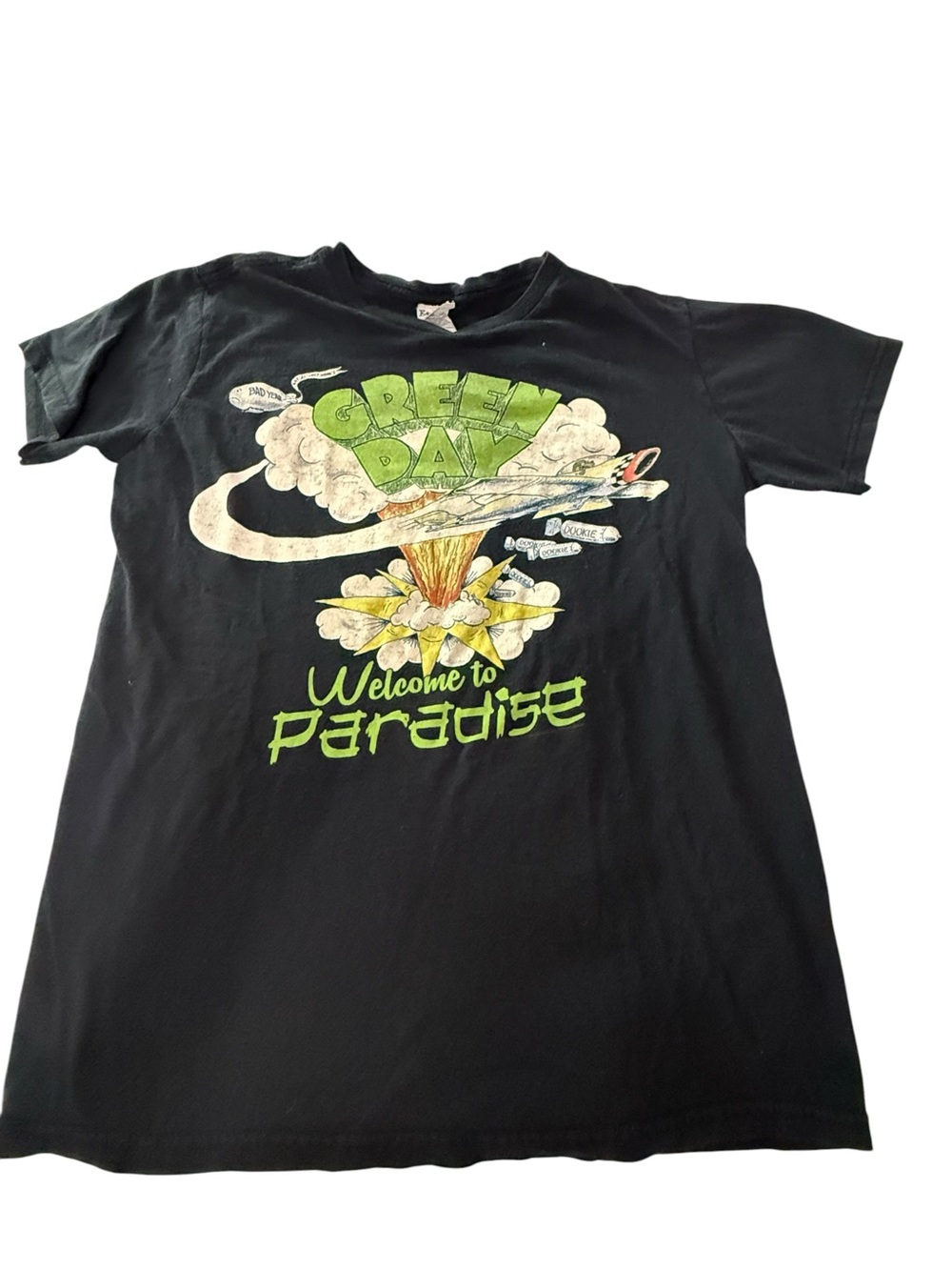 Green Day Welcome to Paradise Dookie Graphic T-Shirt Black Small Bay Island